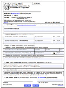 California Corporation Formation Order Form
