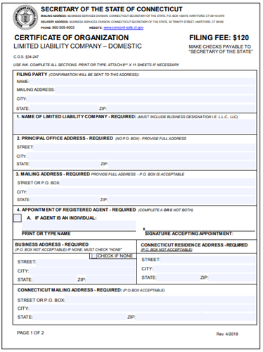 Connecticut LLC Order Form