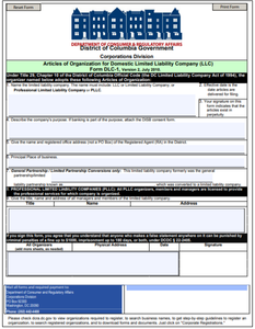 District of Columbia LLC Order Form