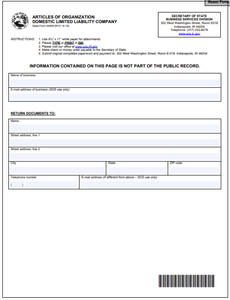 Indiana LLC Order Form