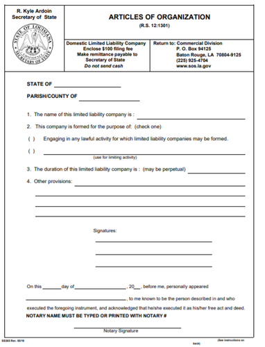 louisiana llc form dbi global filings llc