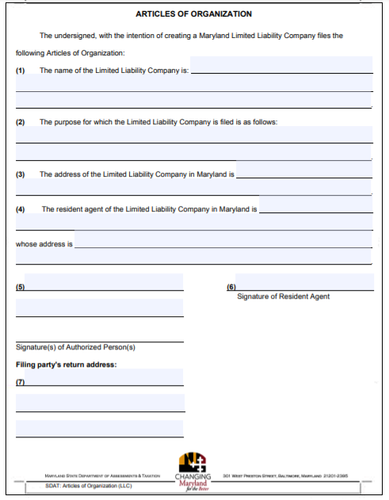 Maryland LLC Order Form