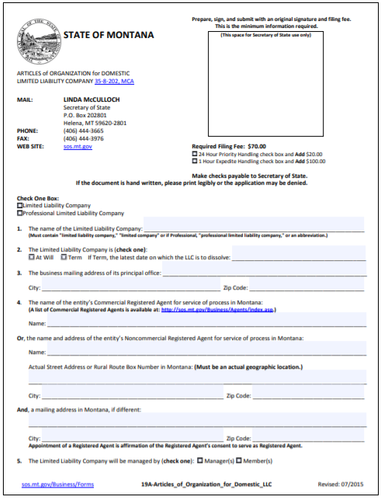 montana llc form dbi global filings llc