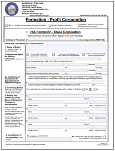 Nevada Corporation Formation Order Form