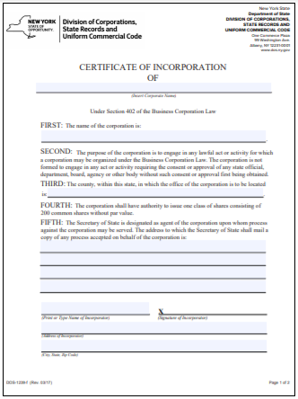 Nyc Certificate Of Organization