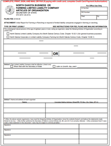 North Dakota LLC Order Form