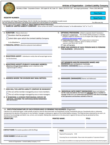 oregon llc form dbi global filings llc