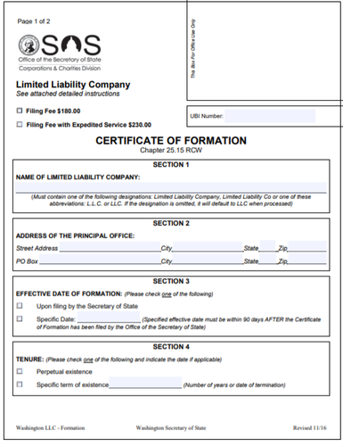 washington state llc form dbi global filings llc